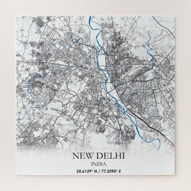 Puzzle Nuevo Delhi India: Mapa de viajes simple (Vertical)