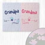 Puzzle Nuevos abuelos - Invitación de bebé o embarazo<br><div class="desc">Los rompecabezas son una forma divertida de hacer una invitación y este moderno diseño de corazones y flechas en rosa y azul es ideal para que los nuevos abuelos lo sean. Las palabras, Abuelo y Abuela pueden ser personalizadas a la abuela, nana, etc., para adaptarse a tus preferencias. También puedes...</div>