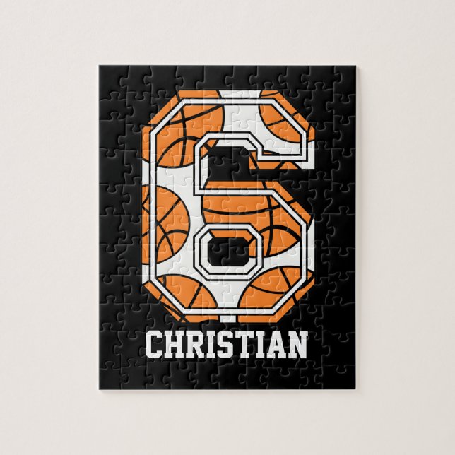 Puzzle Número de baloncesto 6 personalizado (Vertical)