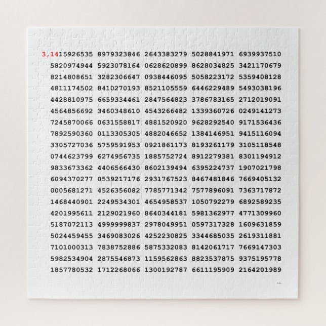 Puzzle Número De Pi De 1000 Primeros Dígitos | Símbolo ma