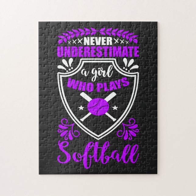 Puzzle Nunca Subestimes A Un Chica Que Juega Softball  (Vertical)