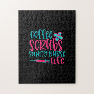 Puzzle Nurse Gift Coffee Scrubs Sanity Nurse Life