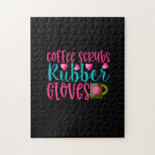 Puzzle Nurse Gift Guantes de goma de Coffee Scrubs