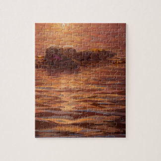 Puzzle Nutrias Snuggling en la puesta del sol que flota