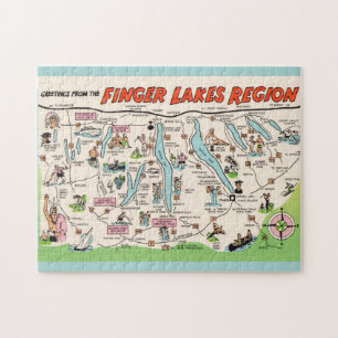 Puzzle NY Finger LakesBrillo de diversión ilustrado