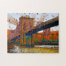 Puzzle NYC psicodélico: Puente de Brooklyn #1