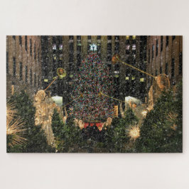 Puzzle NYC Rockefeller Center Xmas Tree Falling Snow