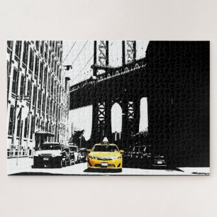 Puzzle Nyc Yellow Taxi Brooklyn Bridge Nueva York