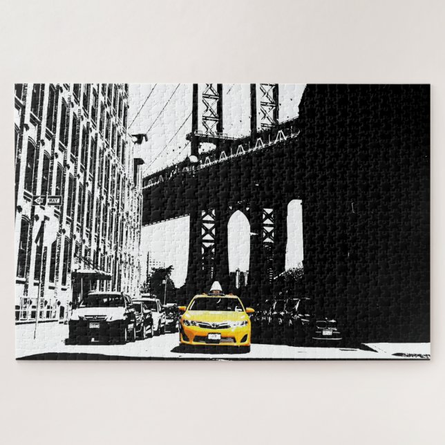 Puzzle Nyc Yellow Taxi Brooklyn Bridge Nueva York (Horizontal)