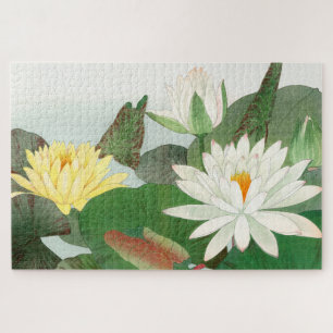 Puzzle Nymphaea lotus, grabado en madera japonés, 1917