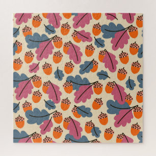 Puzzle Oak otoñal: Patrón de hojas y maíz