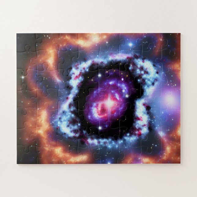 Puzzle Objetos galácticos púrpura cósmicos en el espacio  (Horizontal)