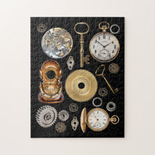 Puzzle Objetos Steampunk Gears Pocket watch Skeleton Key