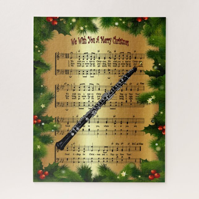 Puzzle Oboe ~ "Te deseamos una feliz Navidad" ~ (Vertical)