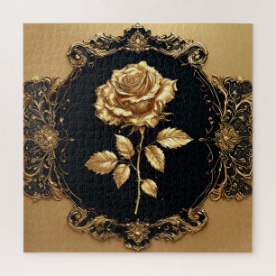 Puzzle Obra de arte de Rosa Dorada con Elemento Decorativ