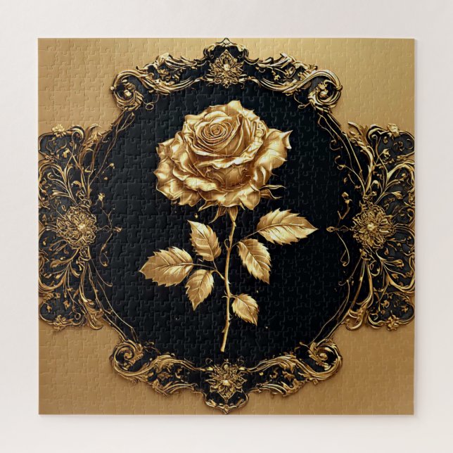 Puzzle Obra de arte de Rosa Dorada con Elemento Decorativ (Vertical)