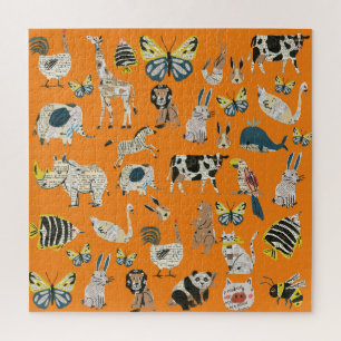 Puzzle Obra de arte personalizado Cuta Periódico Animales