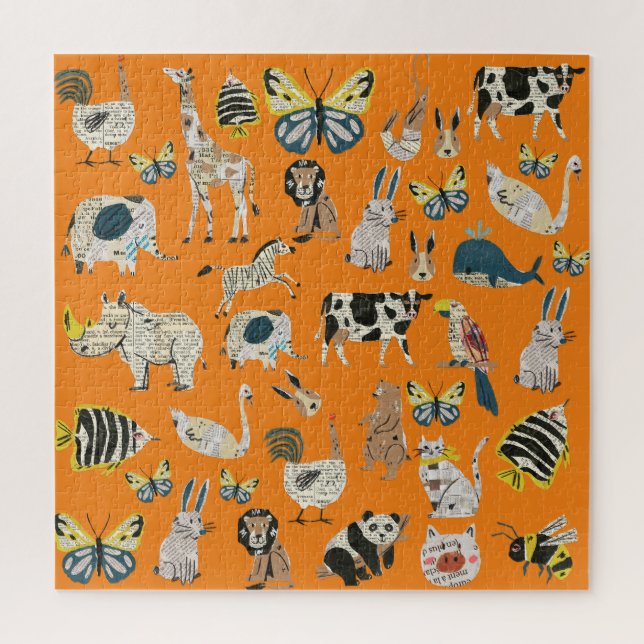Puzzle Obra de arte personalizado Cuta Periódico Animales (Vertical)