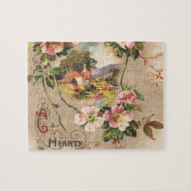 Puzzle Obra de Vintage Happy Birday Card (Horizontal)