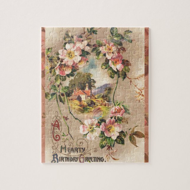 Puzzle Obra de Vintage Happy Birday Card (Vertical)