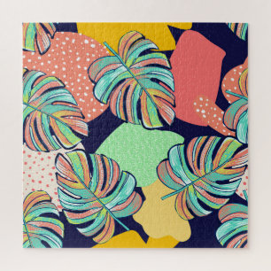 Puzzle Obra tropical: diseño de monastera multicolor