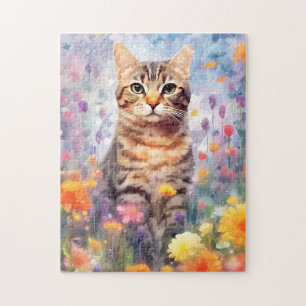 Puzzle Obras de arte coloridas de color de un gato de pel