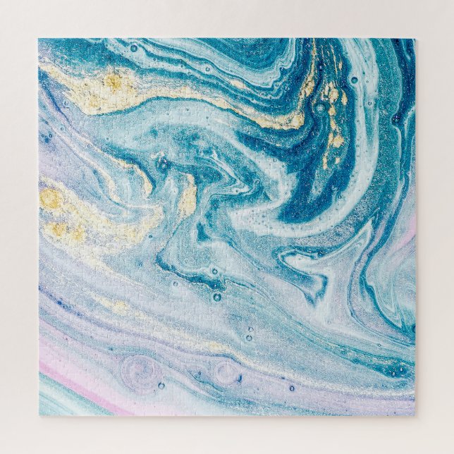 Puzzle Ocean Art: Marble Agate Swirls. (Vertical)