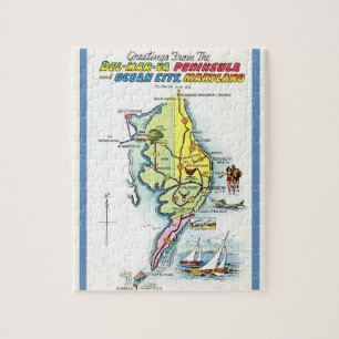 Puzzle Ocean City, Maryland Vintage Map