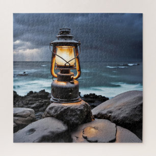 Puzzle Ocean Lantern On Rocks