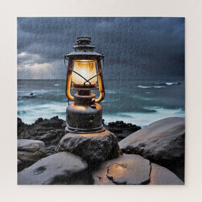 Puzzle Ocean Lantern On Rocks (Vertical)