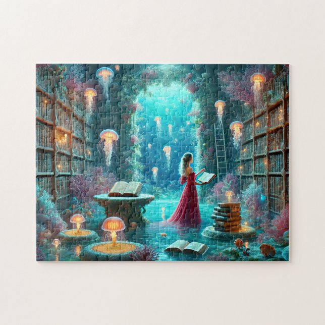 Puzzle Ocean Librarian Underwater Library Jellyfish (Horizontal)