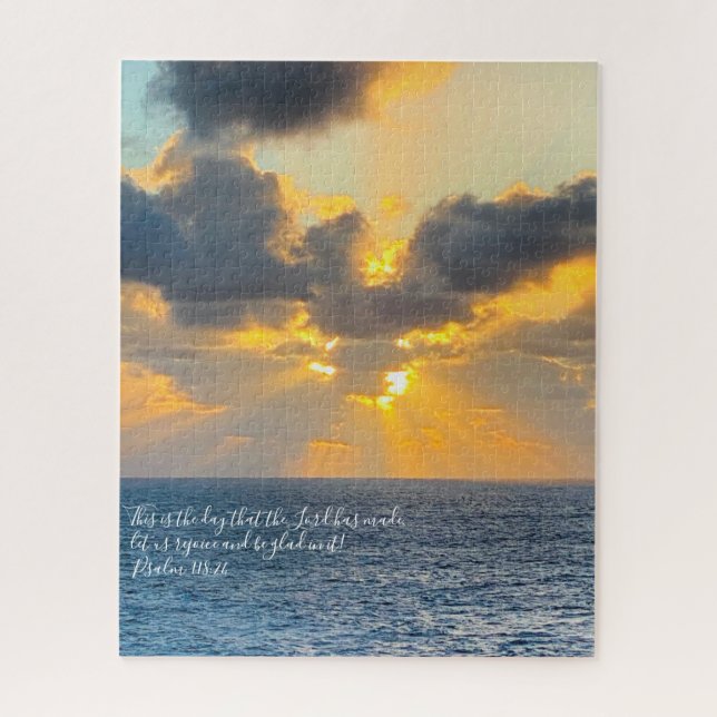 Puzzle Ocean Sunrise, Verse from Psalm 118:24 (Vertical)