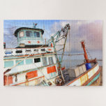 Puzzle Océano marino de pesca en barco de madera rústica<br><div class="desc">Este colorido rompecabezas de rompecabezas presenta un barco pesquero rústico en la playa.</div>