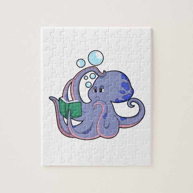 Puzzle Octopus al leer con un libro (Vertical)