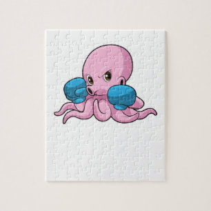 Puzzle Octopus como boxeador con guantes de boxeo