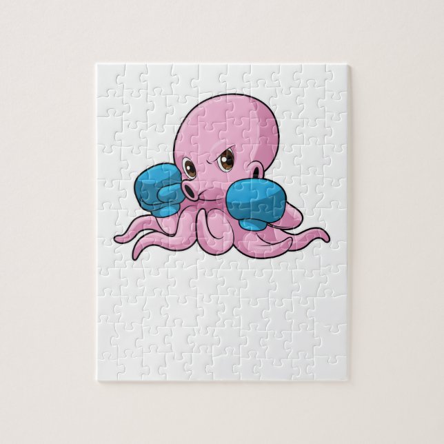 Puzzle Octopus como boxeador con guantes de boxeo (Vertical)