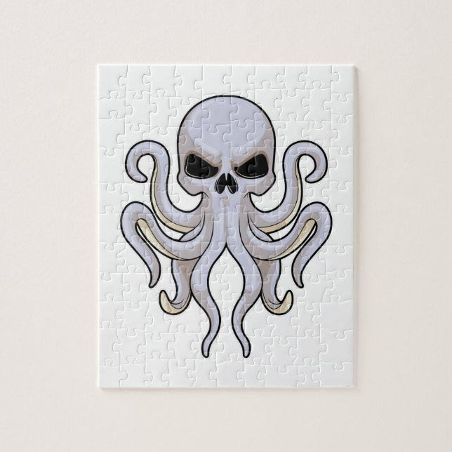 Puzzle Octopus con 8 brazos y cráneo (Vertical)