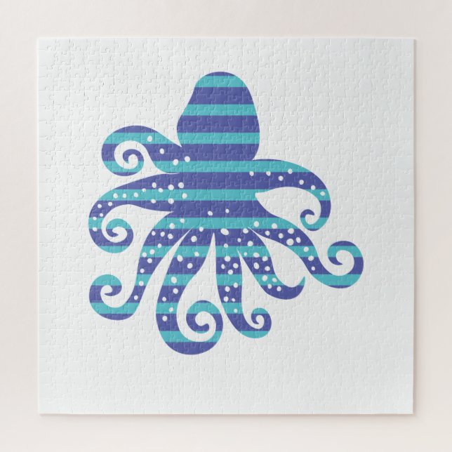 Puzzle Octopus de rayas azules (Vertical)
