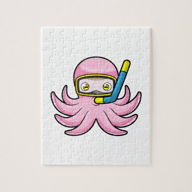 Puzzle Octopus en el submarinismo con tubo y gafas de nat (Vertical)