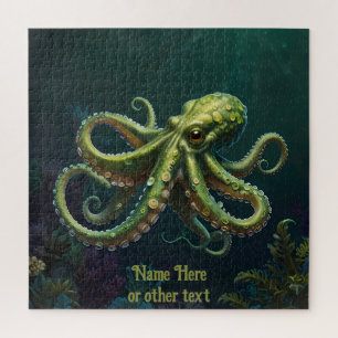 Puzzle Octopus verde bajo el baño del mar
