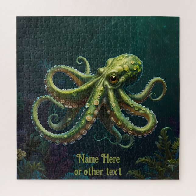 Puzzle Octopus verde bajo el baño del mar (Vertical)