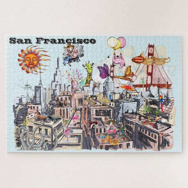 Puzzle Ocupada ciudad de San Francisco: Arte pop surreali (Horizontal)