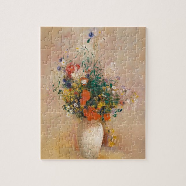 Puzzle Odilon Redon: Base de flores rosadas (Vertical)