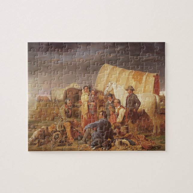 Puzzle Oeste Americano Antiguo, Consejo en la Pradera por (Horizontal)