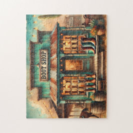 Puzzle Oeste Rustic Cowboy Boot Shop Desert Storefront