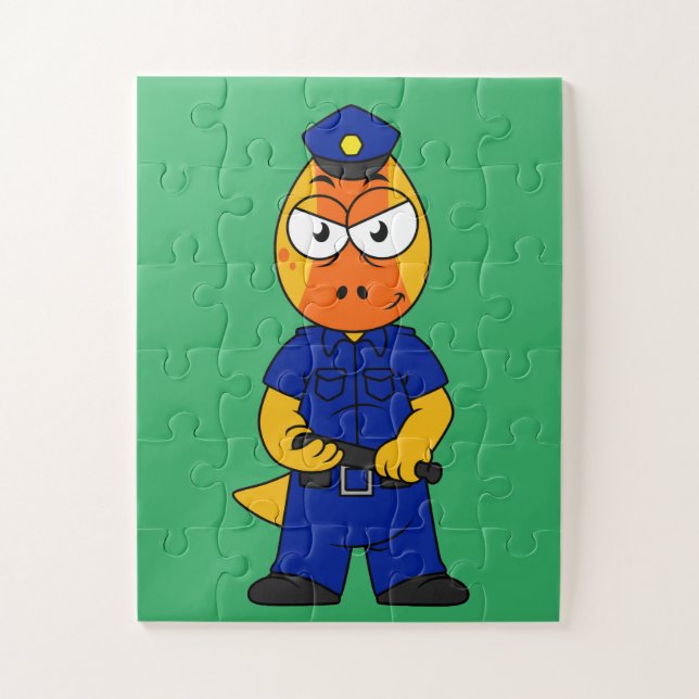 Puzzle Oficial de Policía de Pachycephalosaurus. (Vertical)