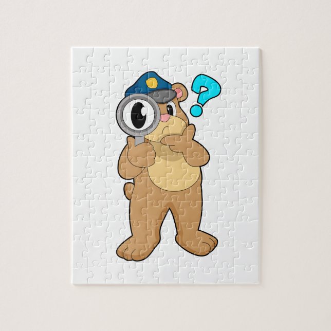 Puzzle Oficial de policía del oso Vidrio de aumento (Vertical)