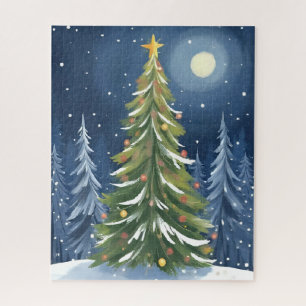Puzzle Oh Árbol de Navidad Paisaje Invernal Nevado