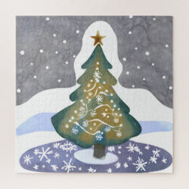 Puzzle Oh árbol de Navidad | Pintura de invierno en acuar