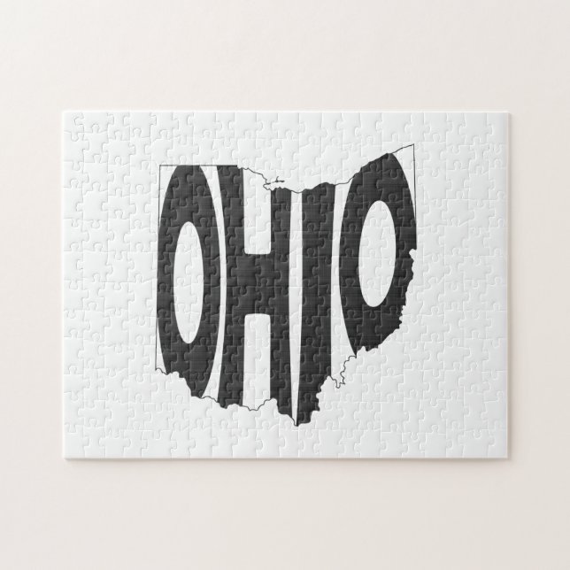 Puzzle Ohio Negro Nombre Ohioan Buckeye Estado Word Art (Horizontal)